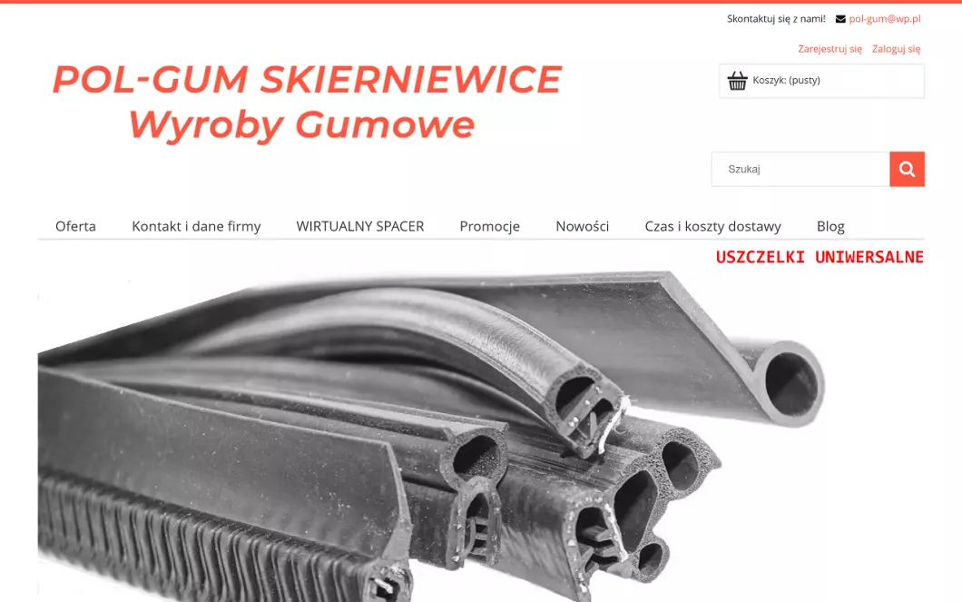 Zrzut ekranu strony Wyroby gumowe POL-GUM