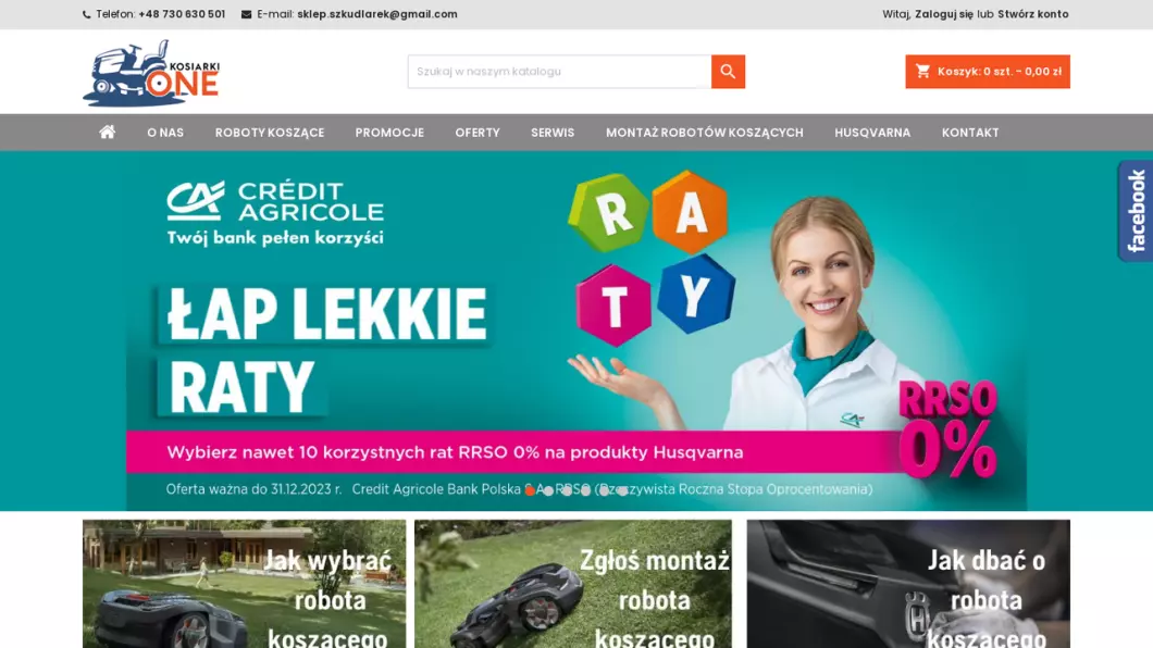 Zrzut ekranu strony Kosiarki One