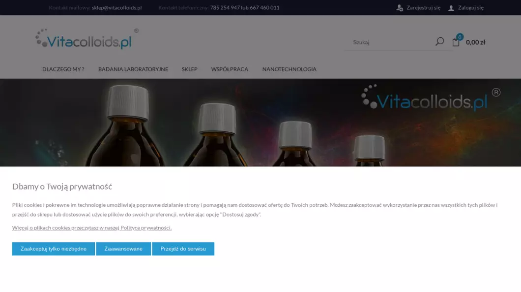 Zrzut ekranu strony Vitacolloids