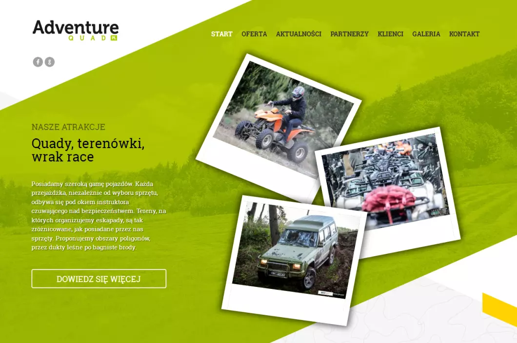 Zrzut ekranu strony Adventure Quad - organizacja imprez integracyjnych