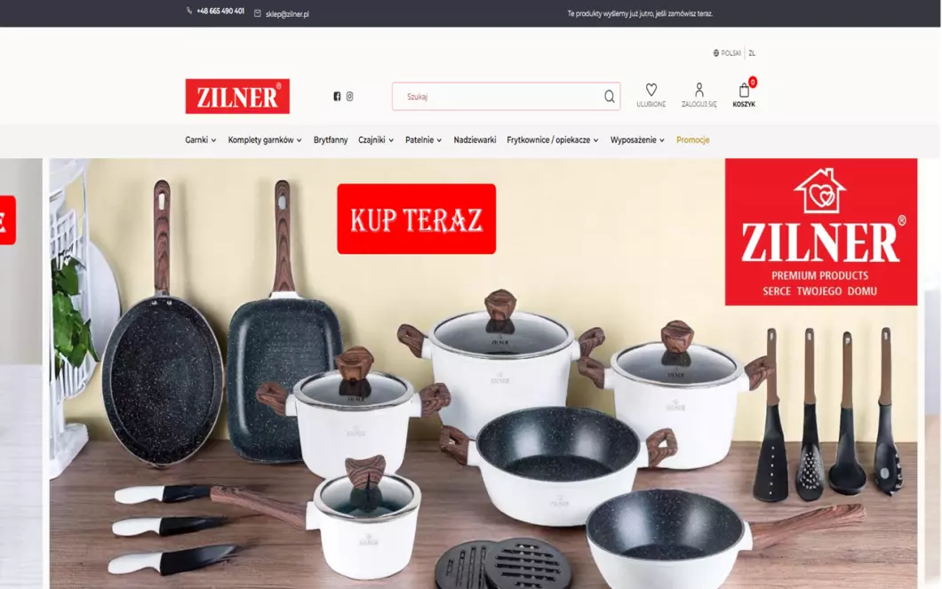 Zrzut ekranu strony Artykuły gospodarstwa domowego ZILNER