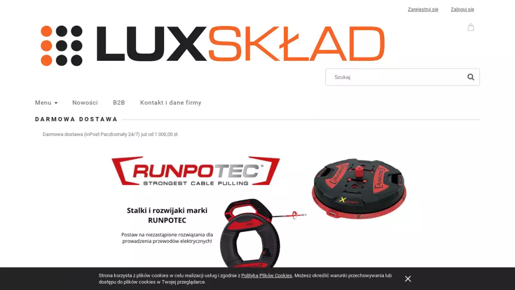 Zrzut ekranu strony LUX-SKŁAD - kable i przewody