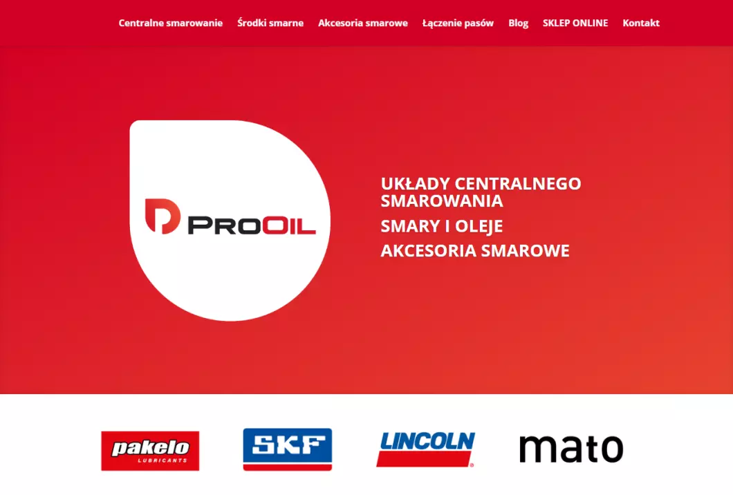 Zrzut ekranu strony Prooil - centralne smarowanie