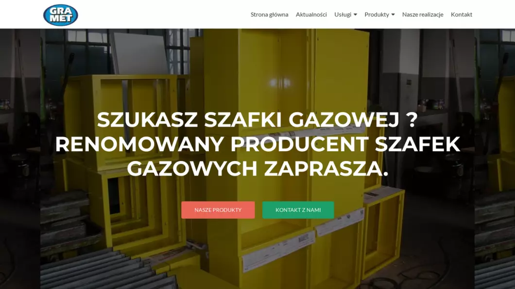 Zrzut ekranu strony GRA-MET - Szafki Gazowe