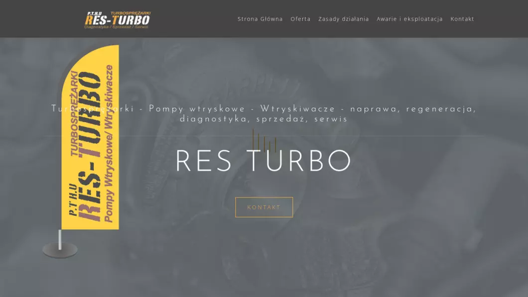 Zrzut ekranu strony RES-TURBO - regeneracja turbosprężarek