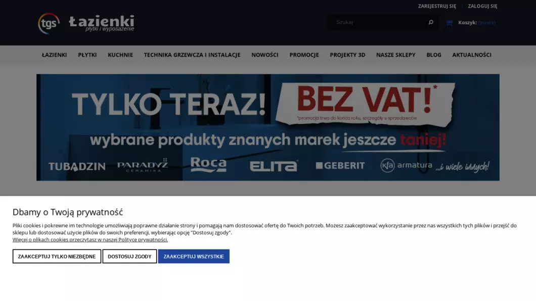 Zrzut ekranu strony Salon łazienek i płytek TGS Śląśk