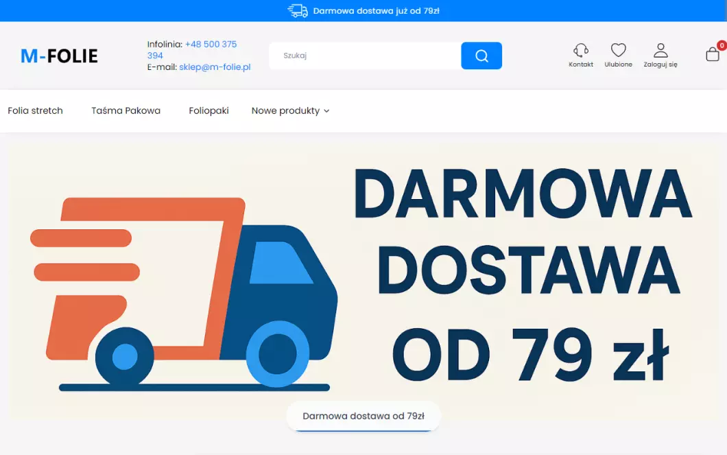 Zrzut ekranu strony M-FOLIE.PL - folie i taśmy