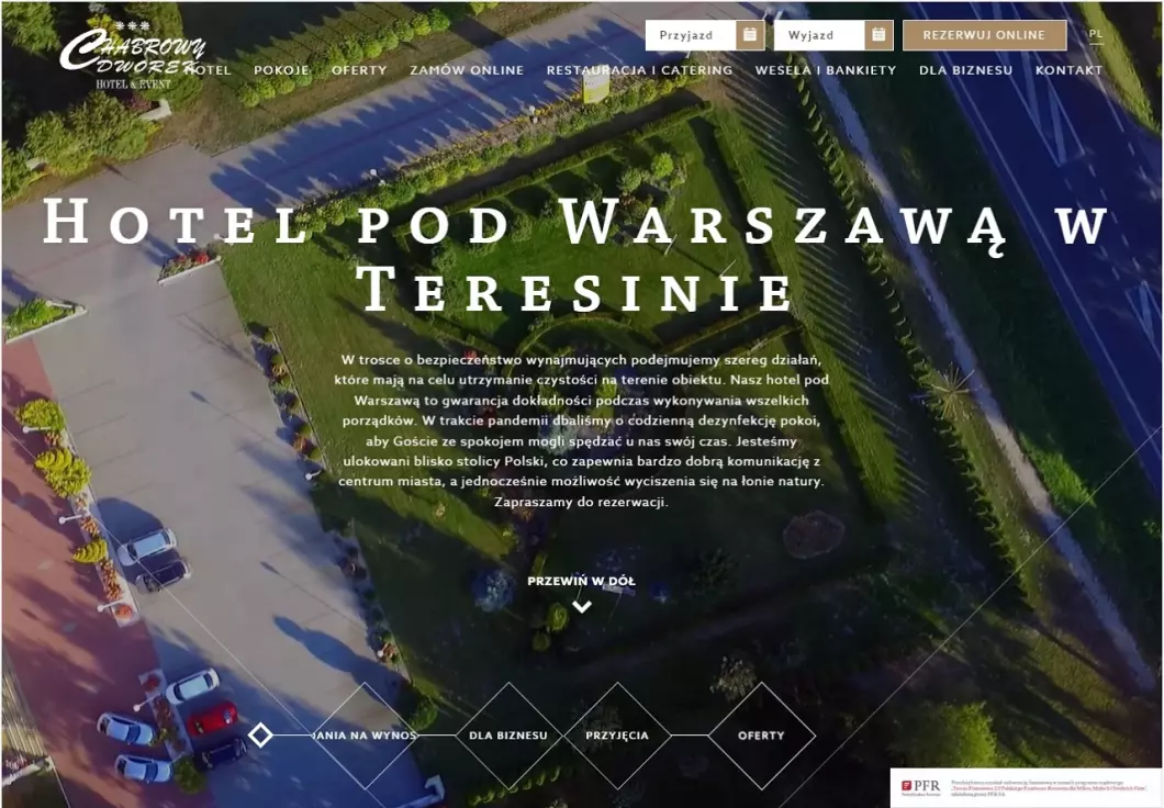 Zrzut ekranu strony Hotel Chabrowy Dworek