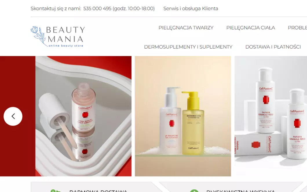 Zrzut ekranu strony Beauty Mania