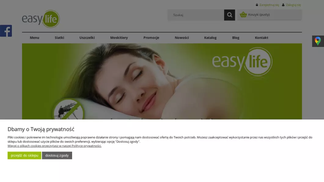 Zrzut ekranu strony Moskitiery - okienne, na drzwi | Sklep internetowy Mostikiery-sklep.pl