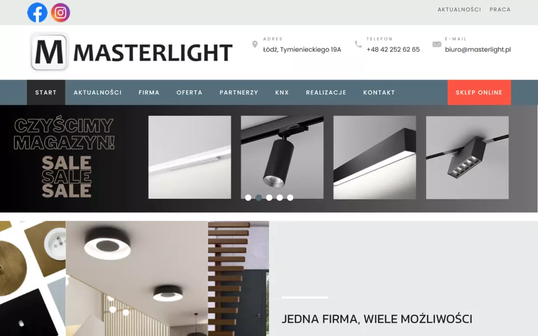 Zrzut ekranu strony MASTERLIGHT