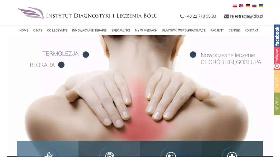 Zrzut ekranu strony Leczenie bólu głowy | Instytut Diagnostyki i Leczenia Bólu