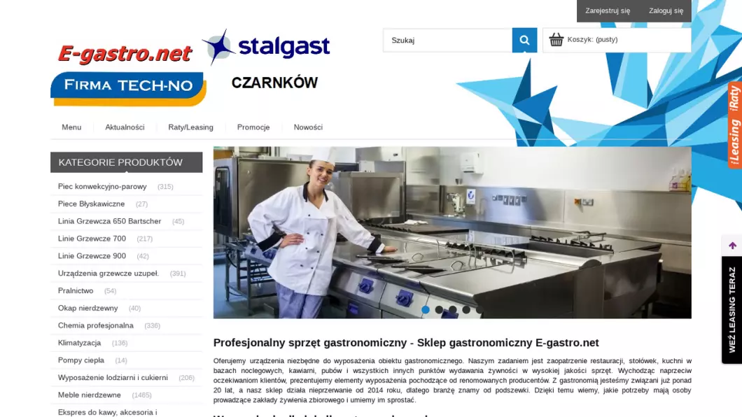 Zrzut ekranu strony Sklep gastronomiczny E-gastro.net